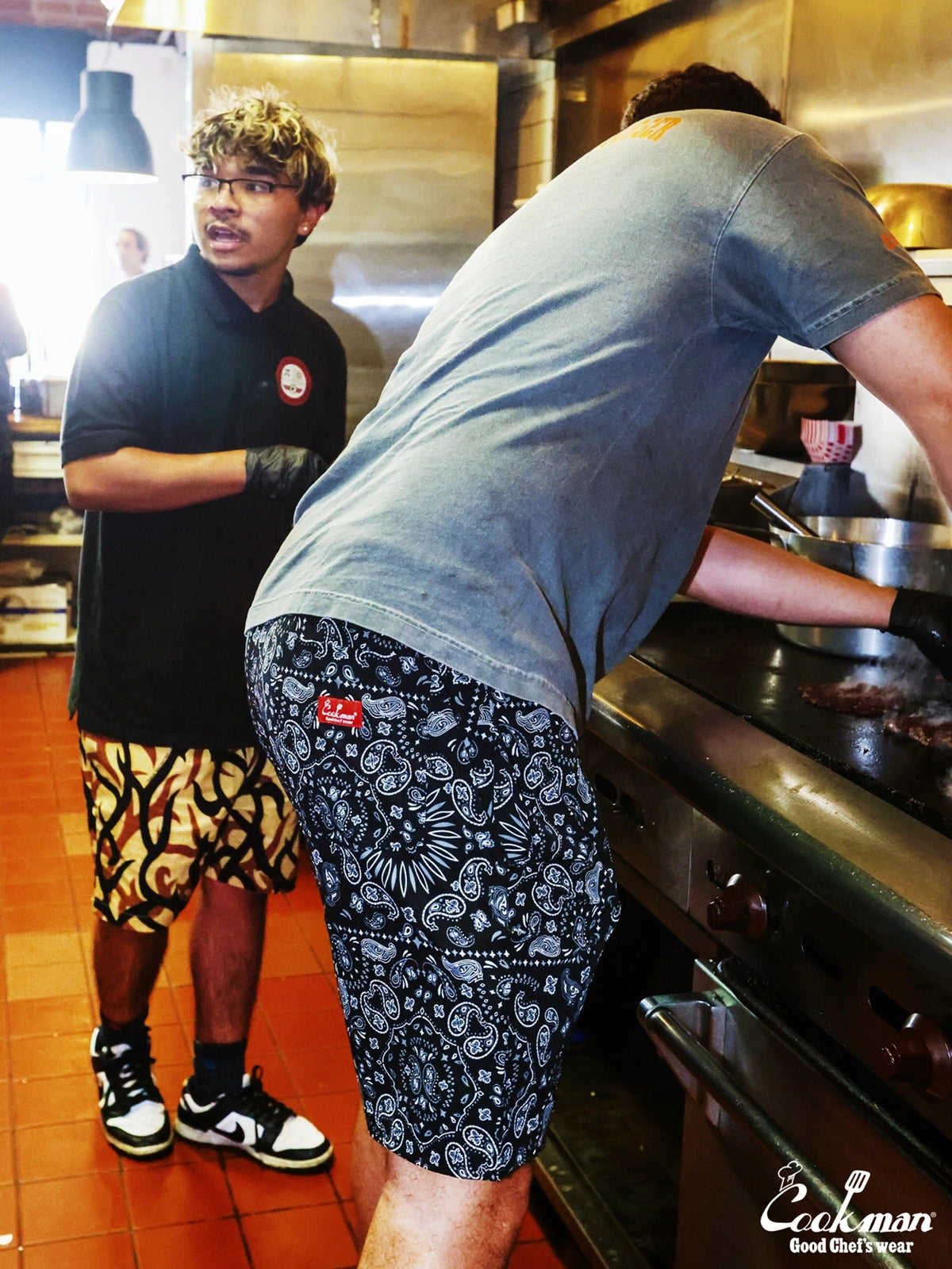 Chef Short Pants Light - Paisley : Black