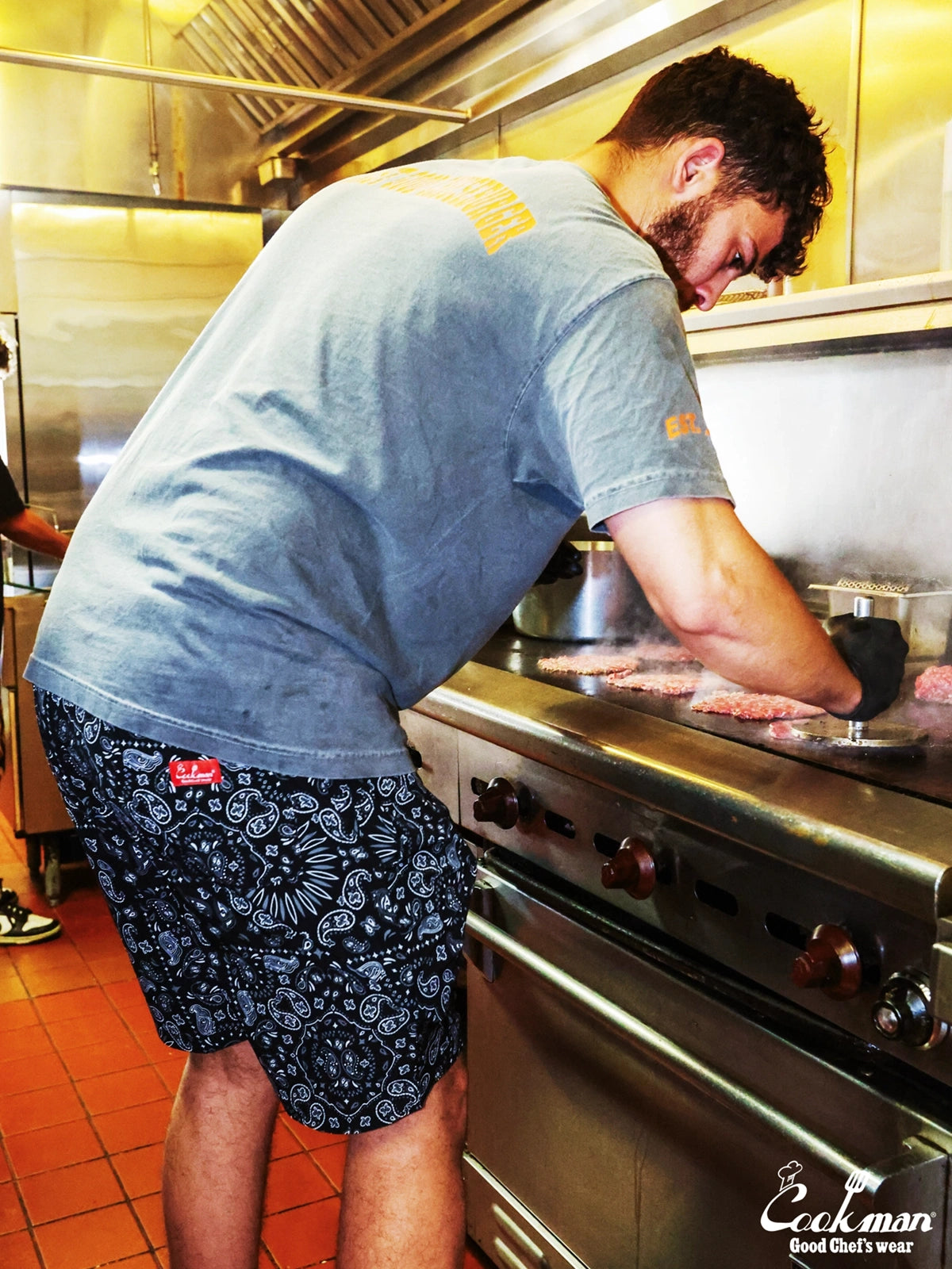 Chef Short Pants Light - Paisley : Black