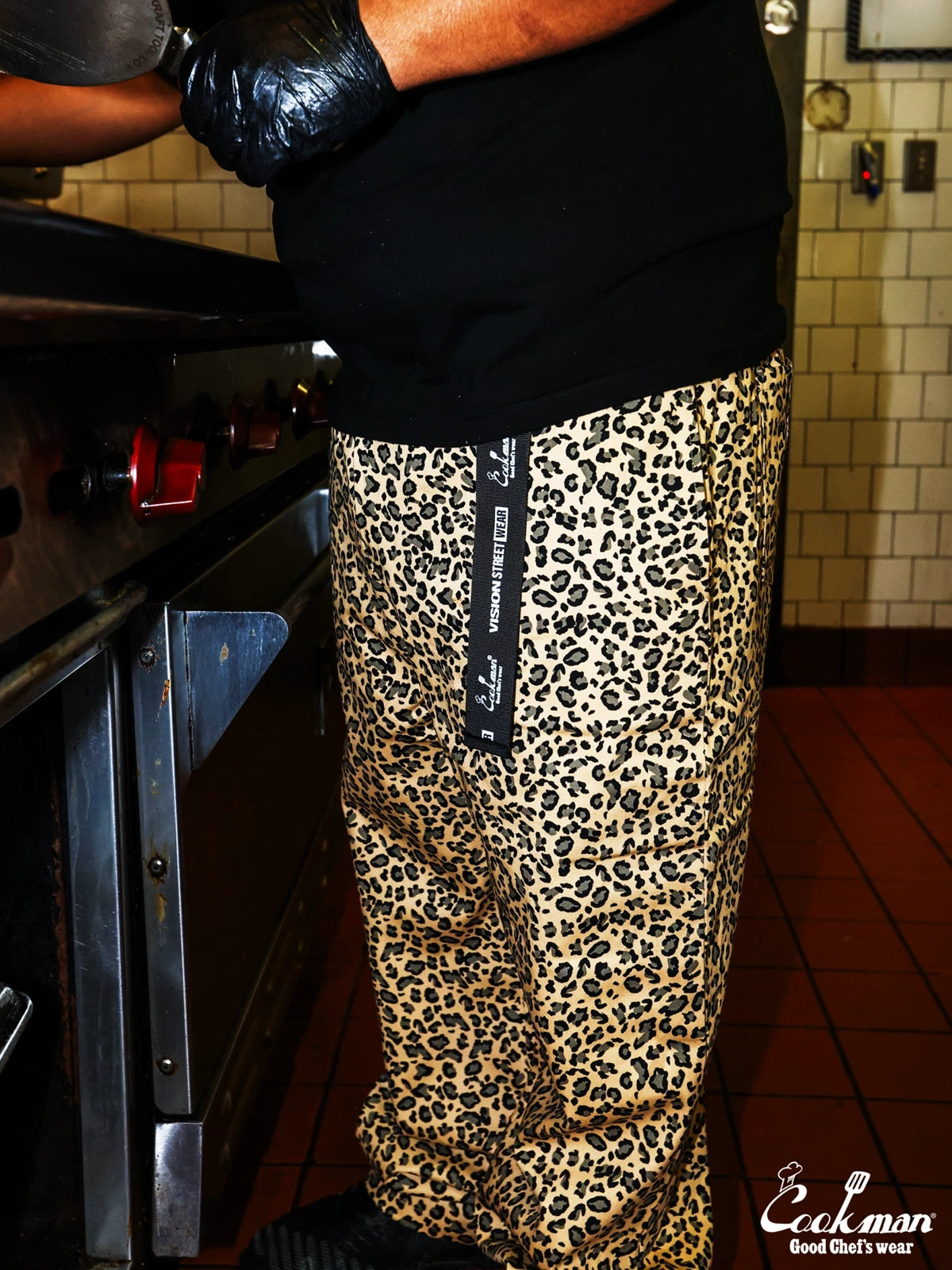 Chef Pants Semiwide Black Belt - Vision Leopard : Beige
