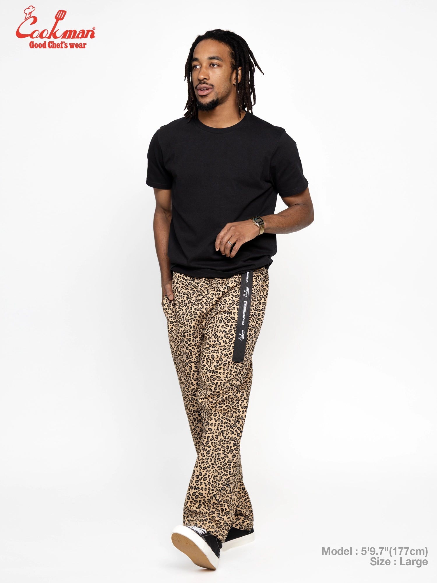 Chef Pants Semiwide Black Belt - Vision Leopard : Beige