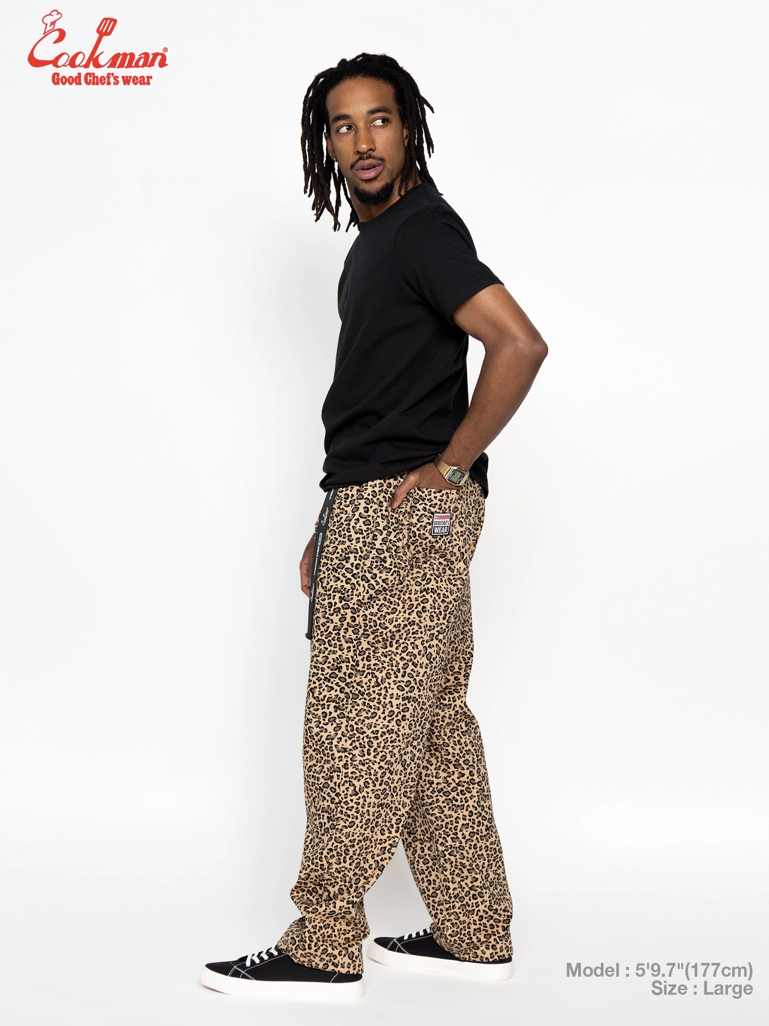Chef Pants Semiwide Black Belt - Vision Leopard : Beige