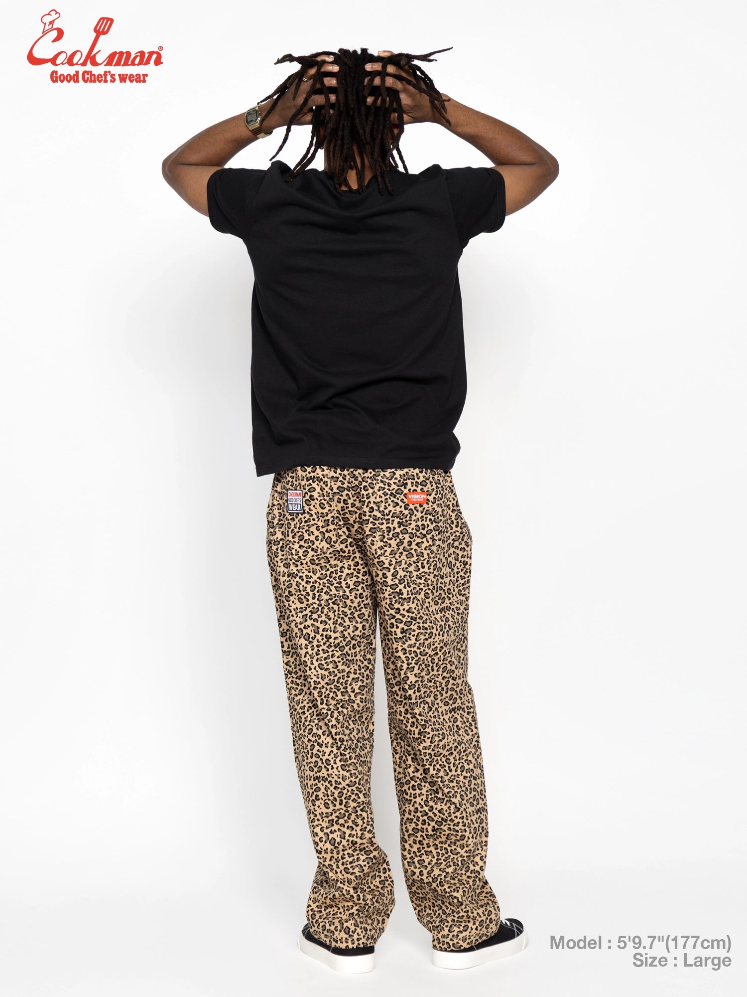 Chef Pants Semiwide Black Belt - Vision Leopard : Beige