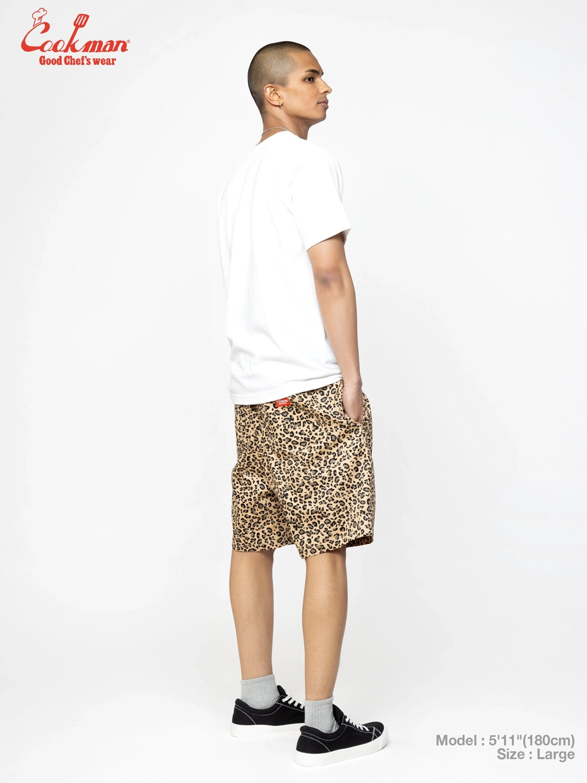 Chef Pants Short Black Belt - Vision Leopard : Beige