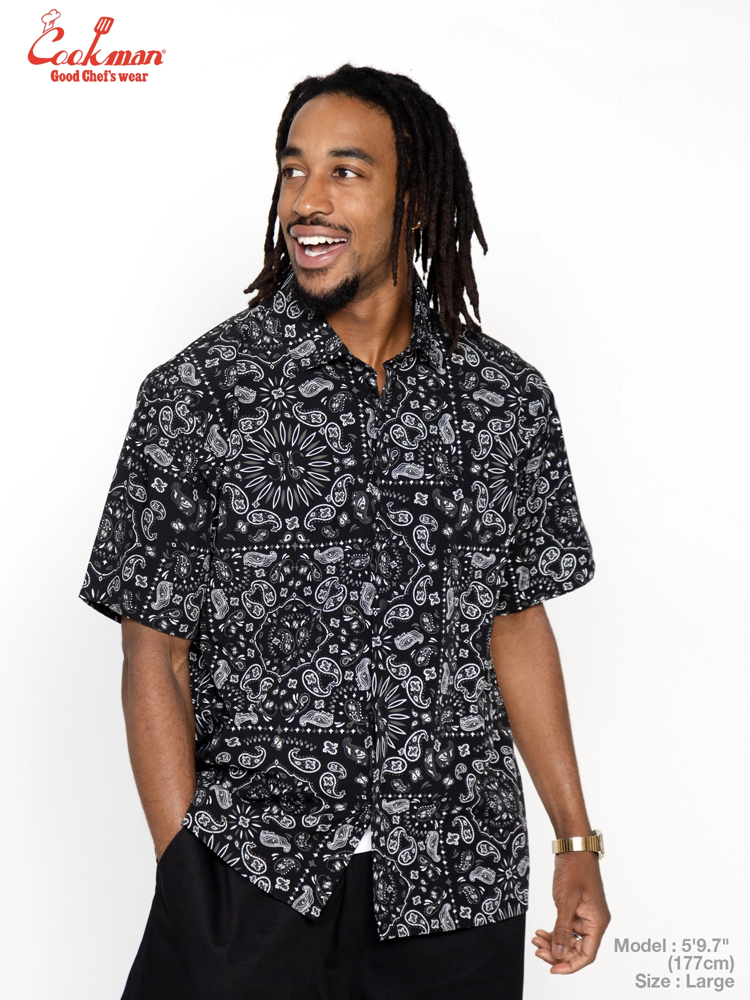 Work Shirts Short Sleeve Light - Paisley : Black