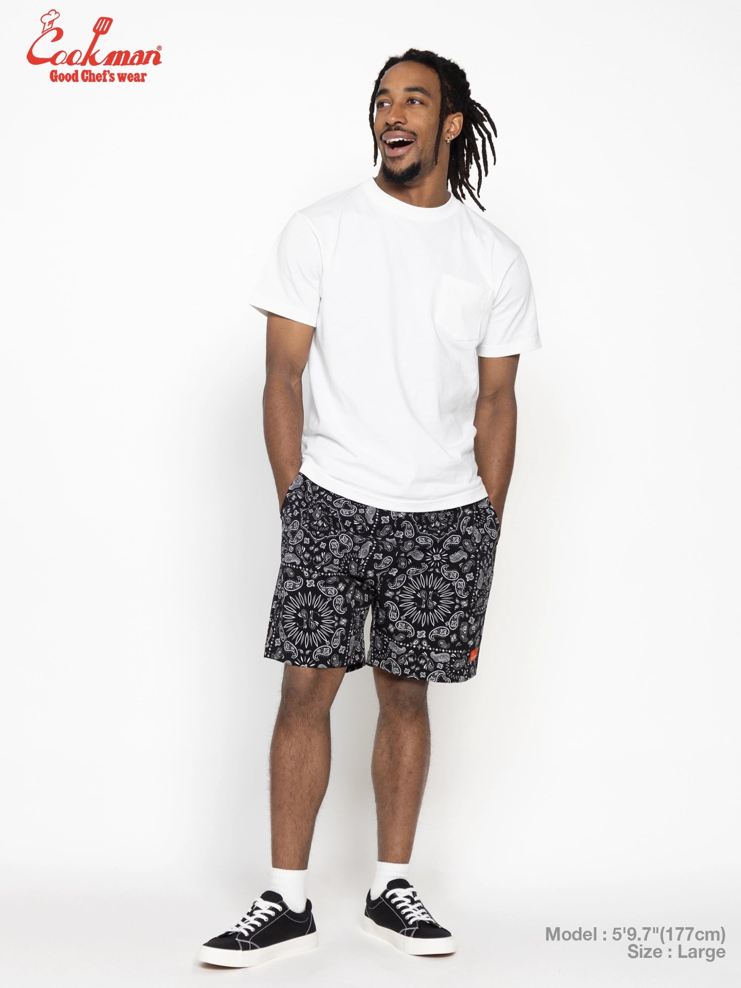 Chef Short Pants Light - Paisley : Black