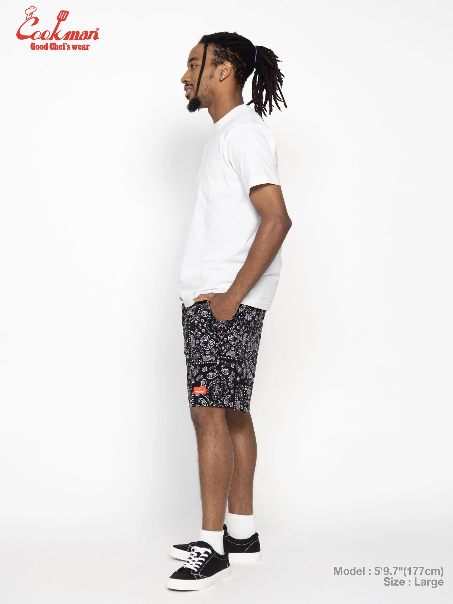 Chef Short Pants Light - Paisley : Black