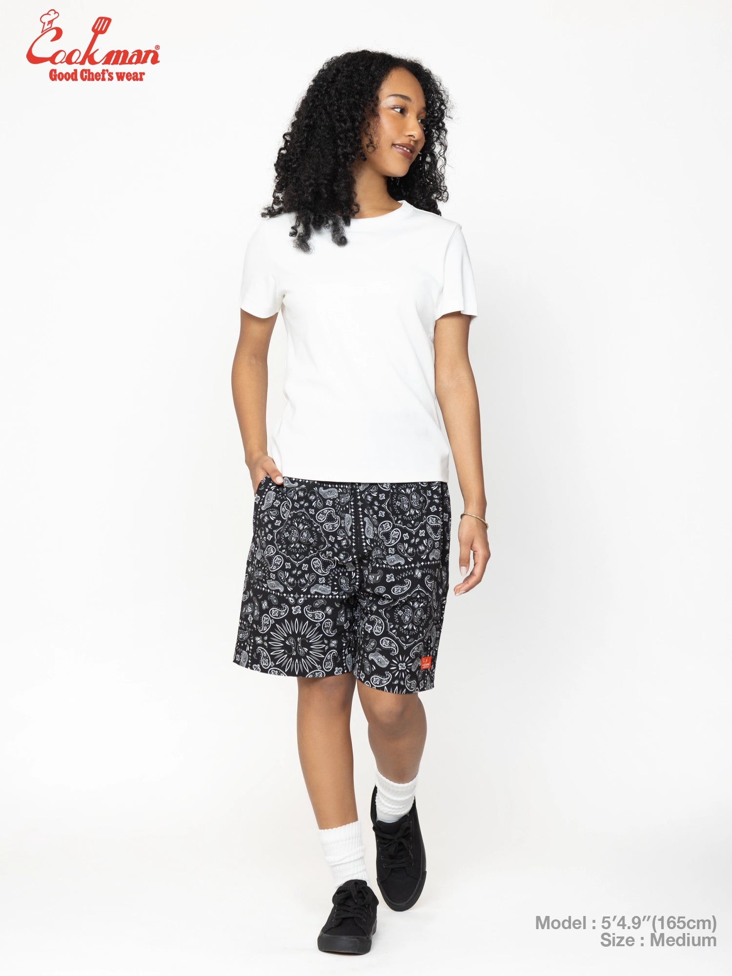 Chef Short Pants Light - Paisley : Black