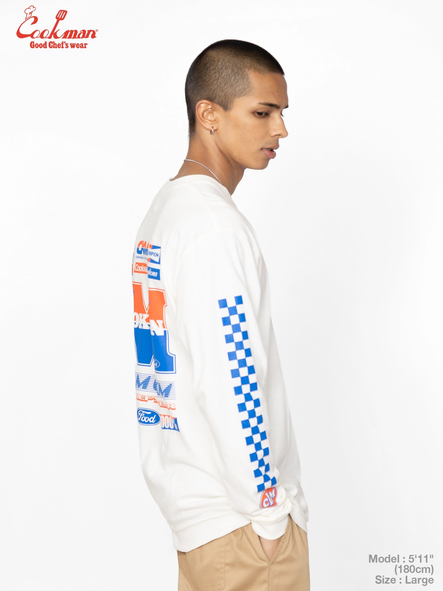 Long Sleeve Tees - Race : Off White