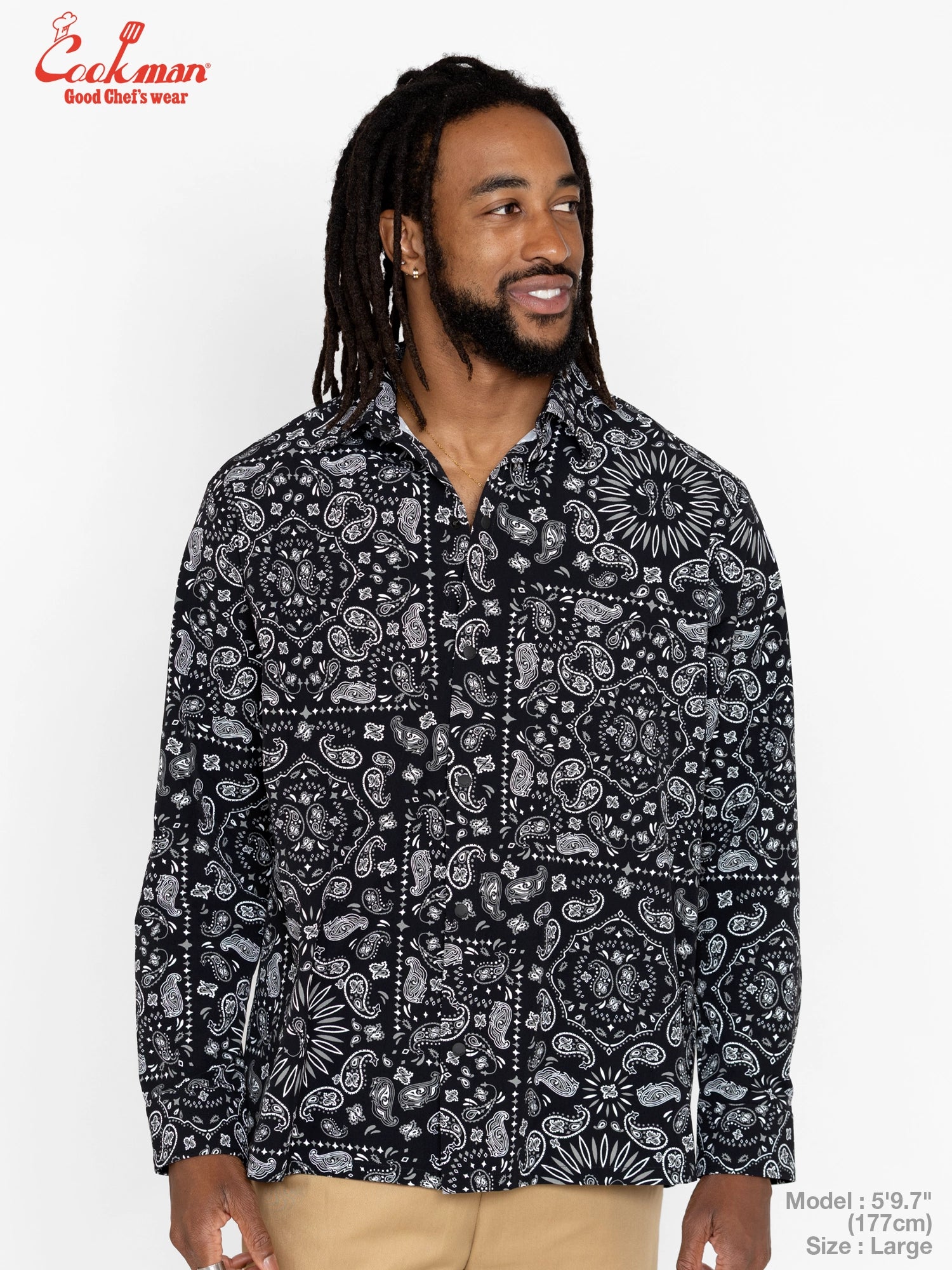 Work Shirts Long Sleeve - Paisley : Black