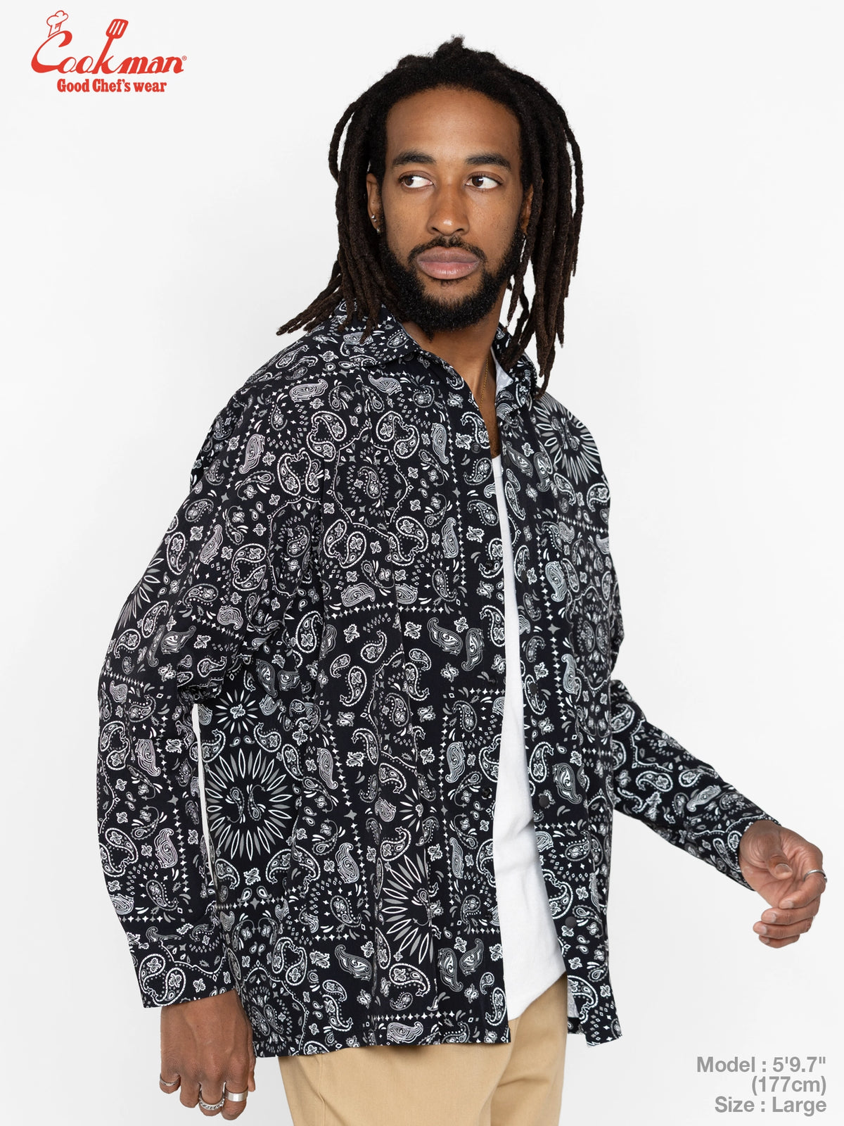 Work Shirts Long Sleeve - Paisley : Black