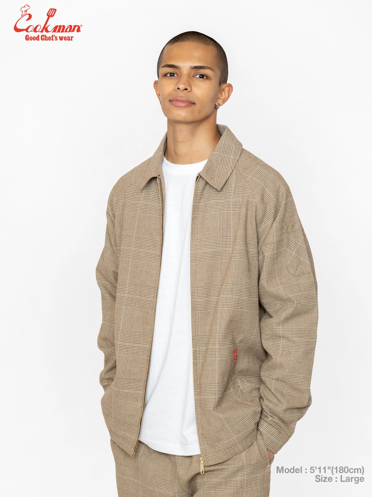 Delivery Jacket With Lining - Glen Check Brown