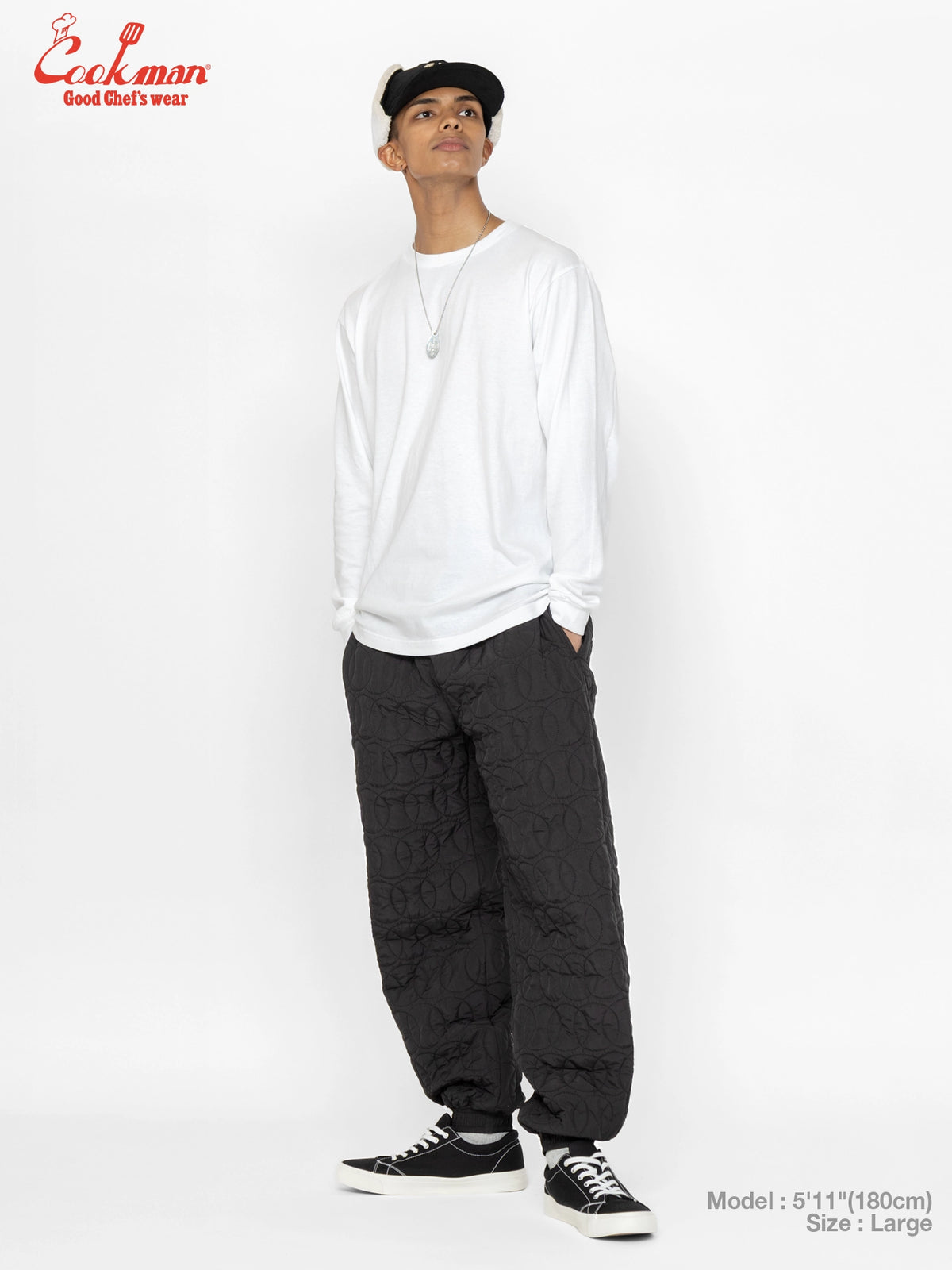 Chef Pants - Quilted Baseball : Black
