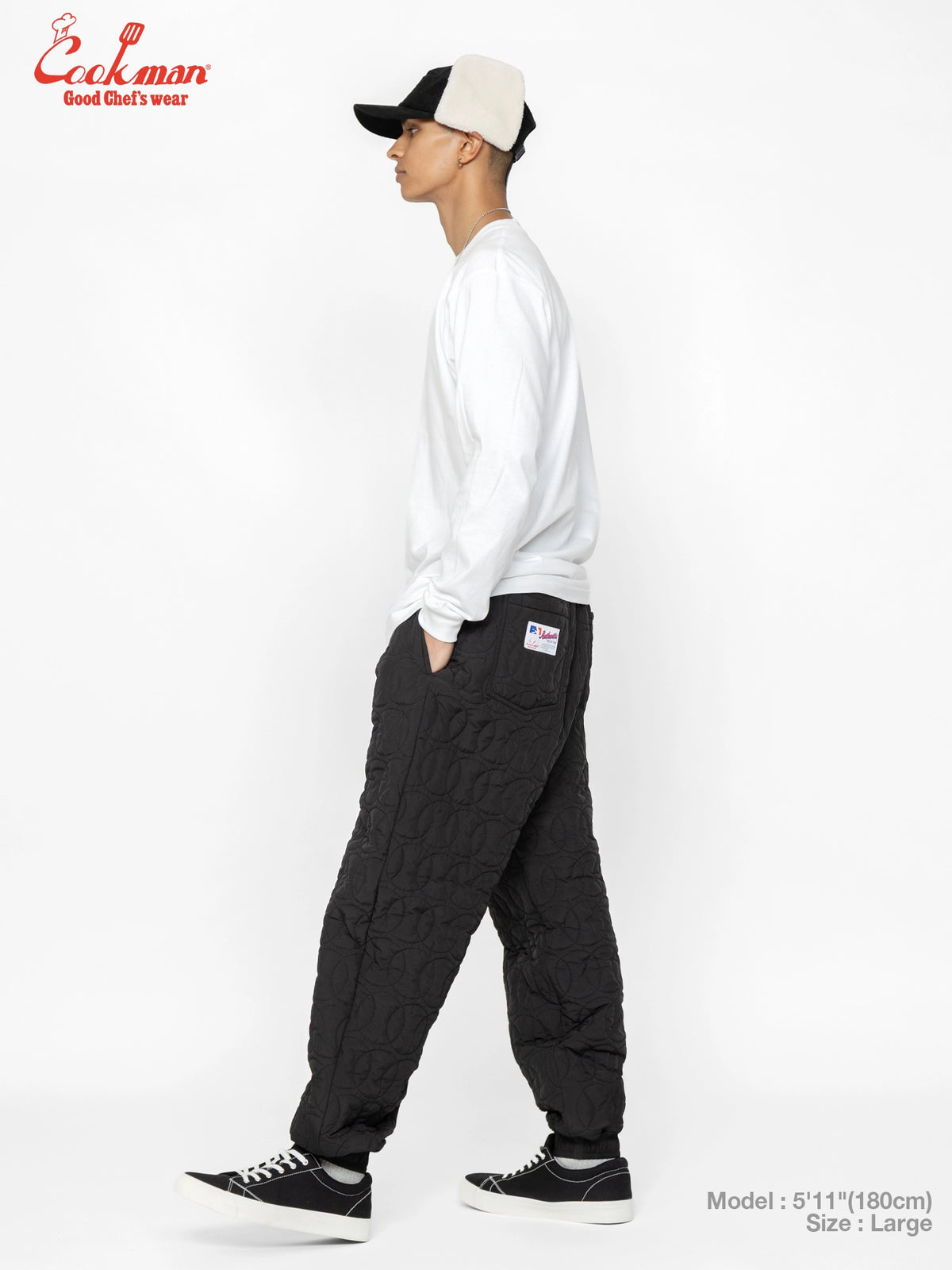 Chef Pants - Quilted Baseball : Black