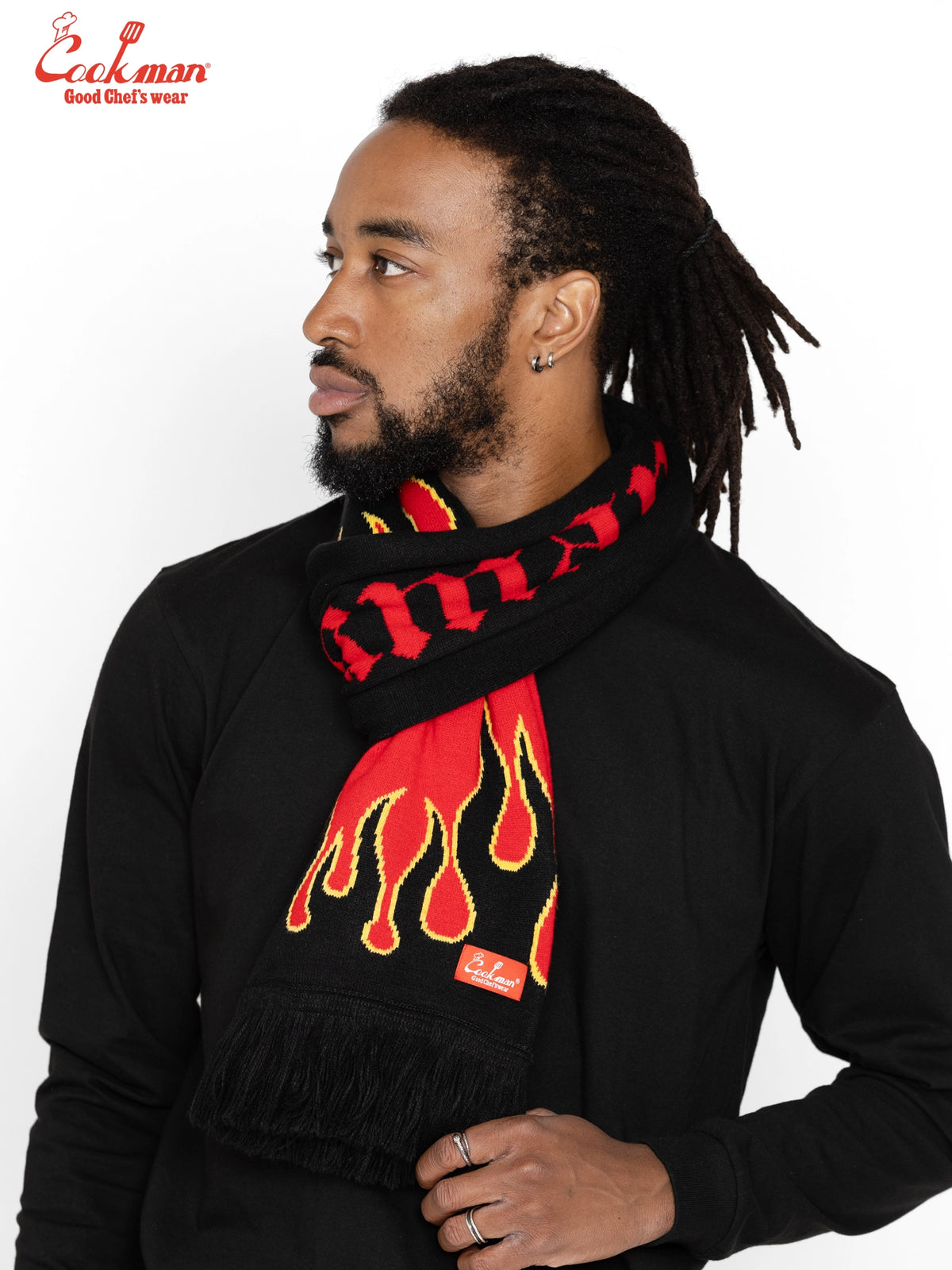 Knitted Scarf - Flame Black Red