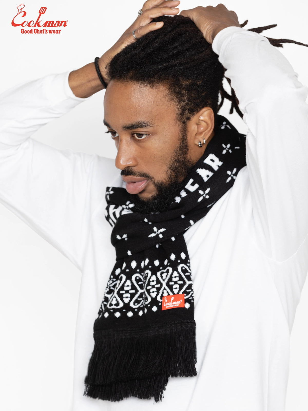 Cookman Knitted Scarf - Bandanna Cross Black - Cookman