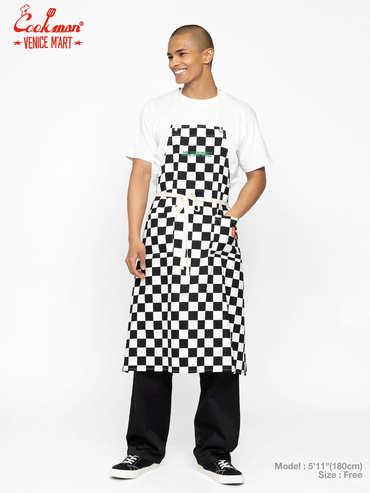 Long Apron - VENICE M'Art : Checker Black