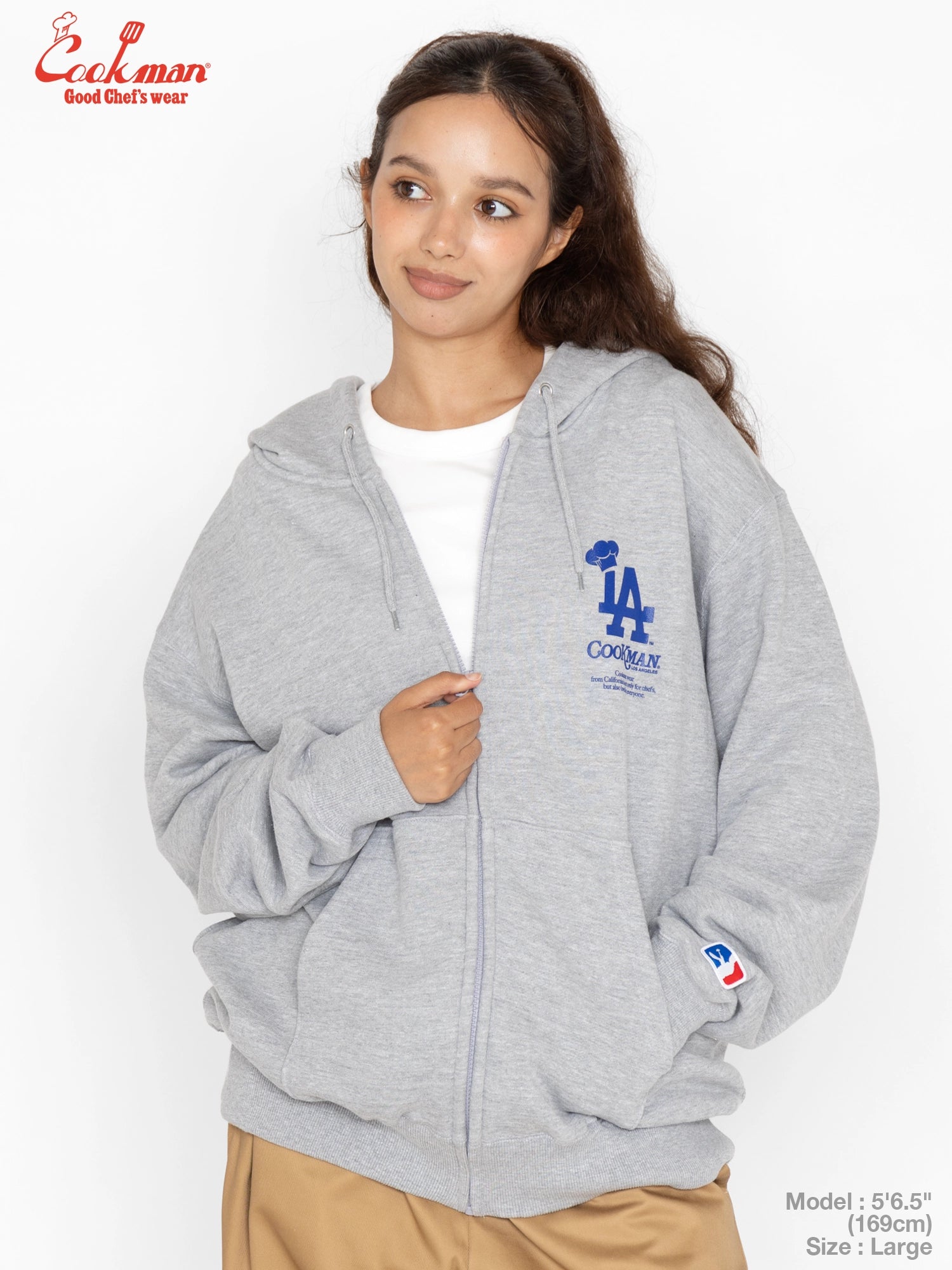 Zip-up Hoodie - Chef Hat LA : Heather Gray