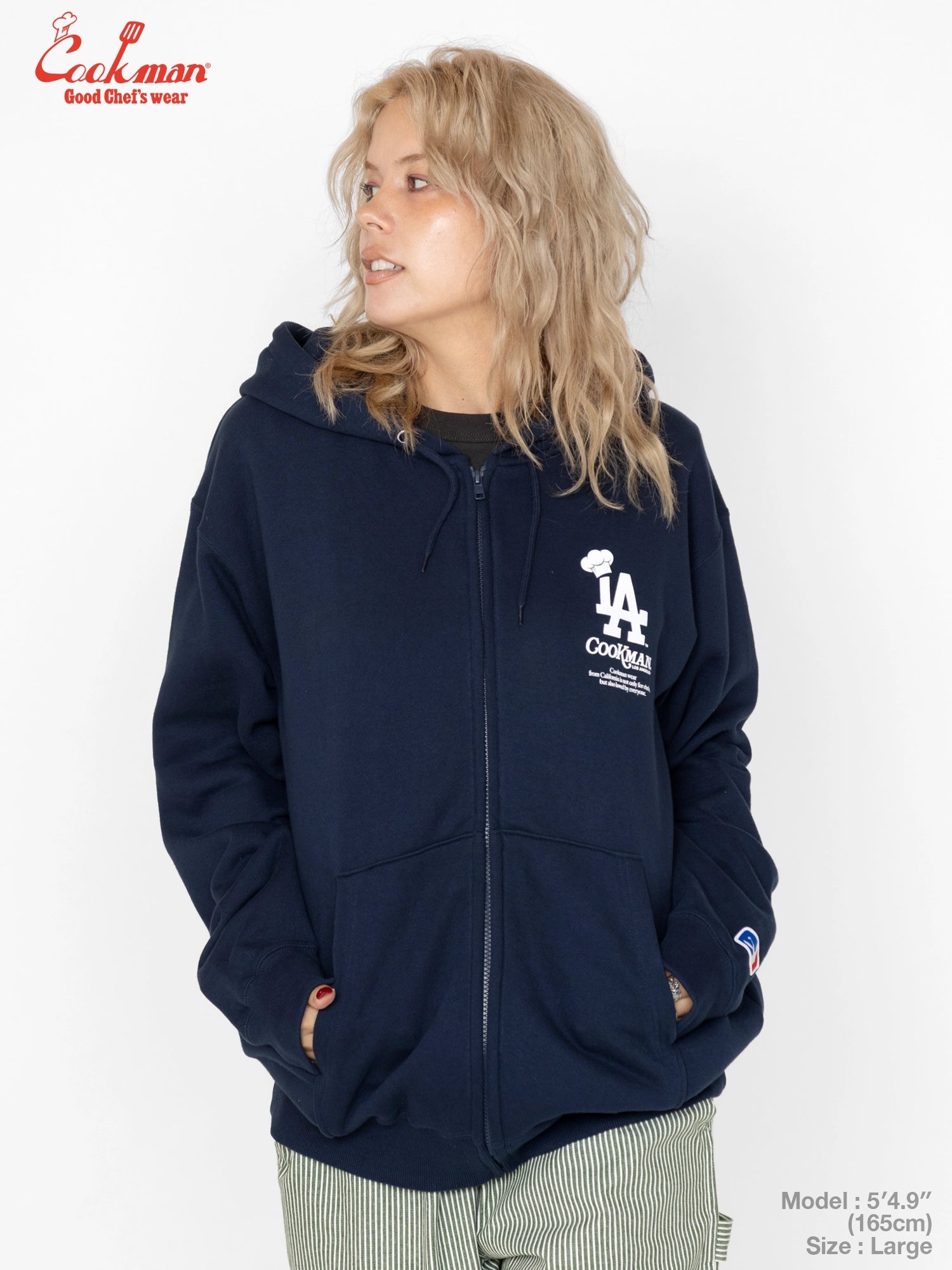 Zip-up Hoodie - Chef Hat LA : Navy