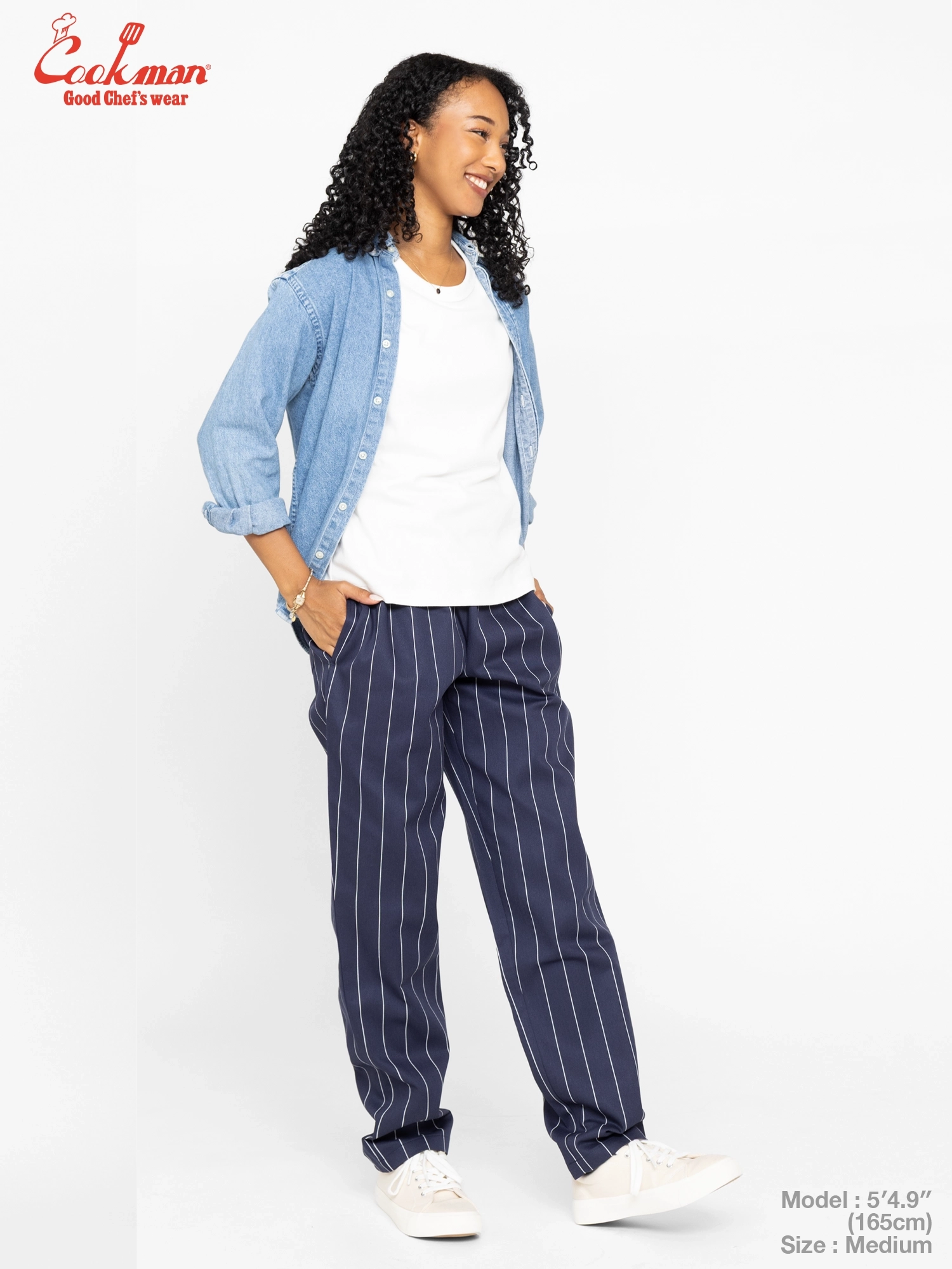 Chef Pants - Pencil Stripe : Navy