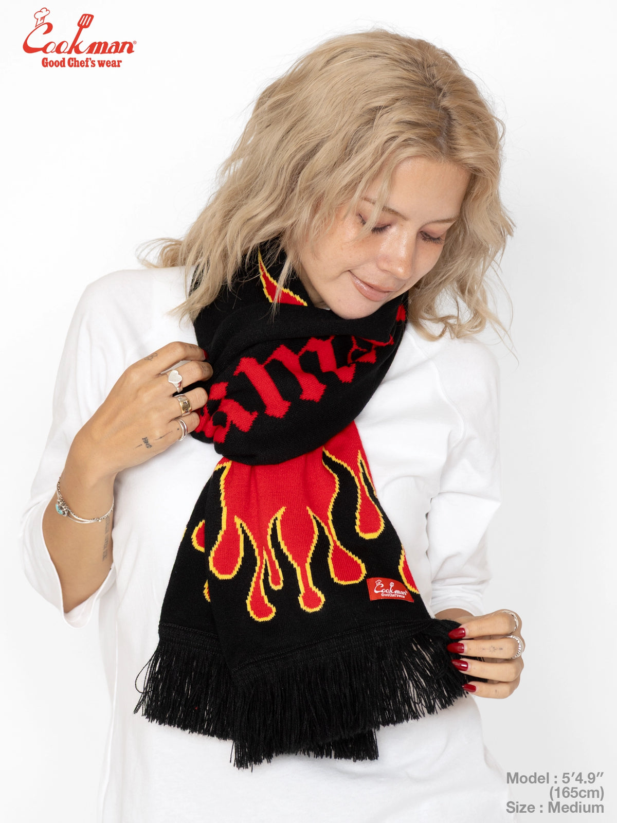 Knitted Scarf - Flame Black Red