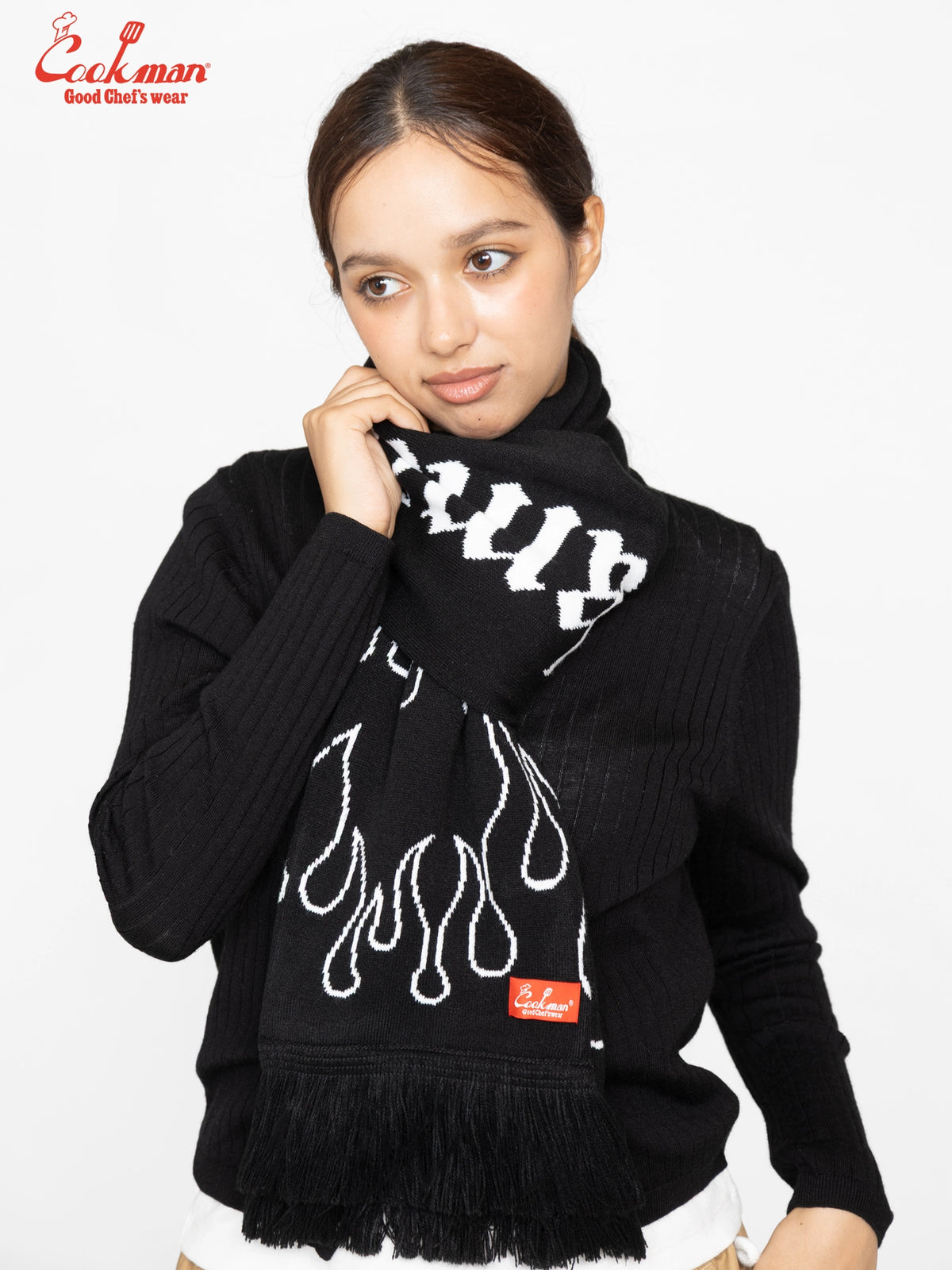 Knitted Scarf - Flame Black Black
