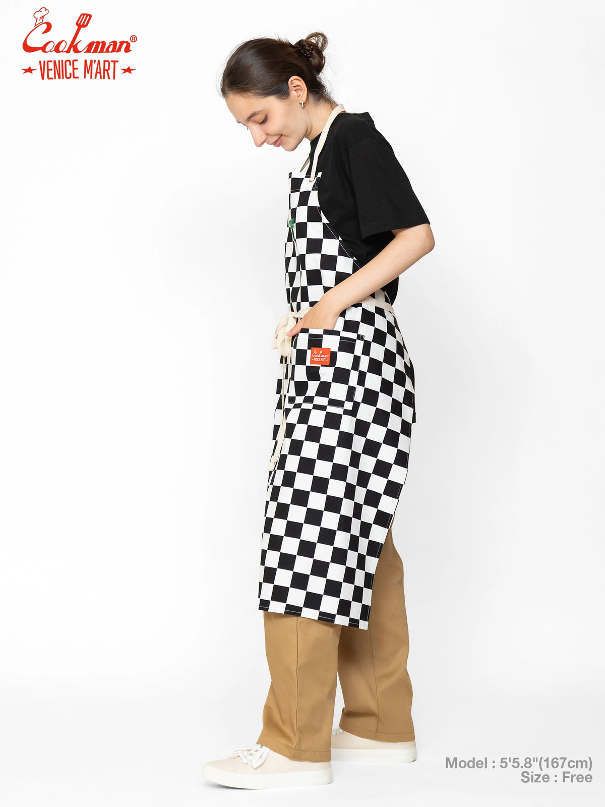 Long Apron - VENICE M'Art : Checker Black