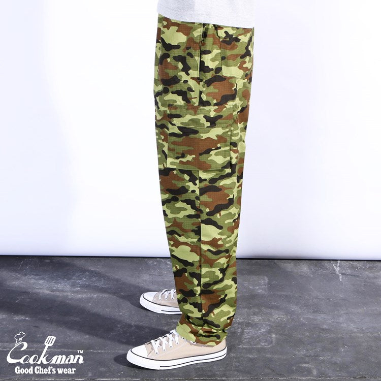 Cookman Chef Pants Cargo - Ripstop : Woodland Camo Green