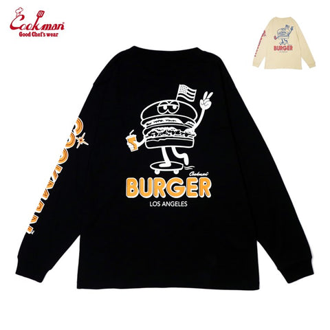 Cookman Long Sleeve Tees - Skating Burger : Black
