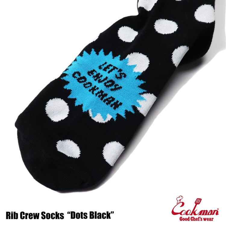 Cookman Rib Crew Socks - Dot : Black
