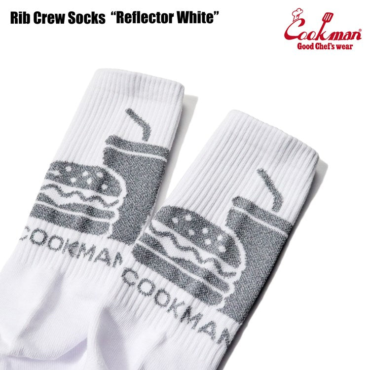 Cookman Rib Crew Socks - Reflector : White