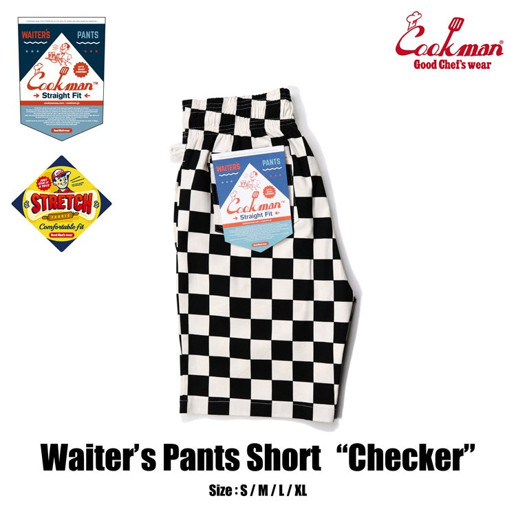 Cookman Waiter's Short Pants (stretch) - Checker : Black (All Sales Are Final)