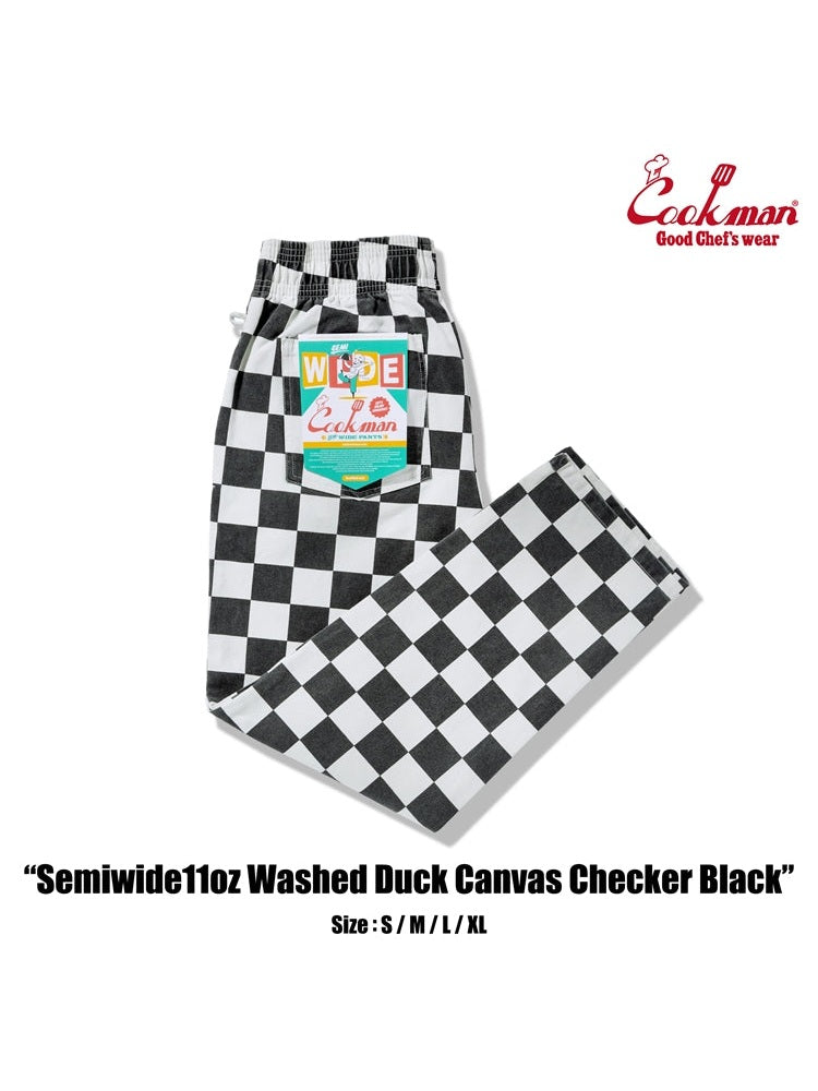Chef Pants Semiwide -  Washed Duck Canvas Checker : Black