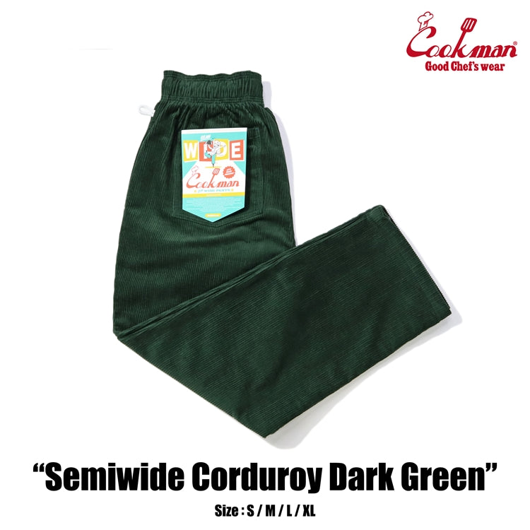 Chef Pants Semiwide- Corduroy : Dark Green