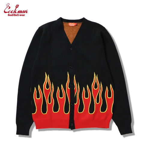 Cookman Knitted Cardigan - Flame : Black