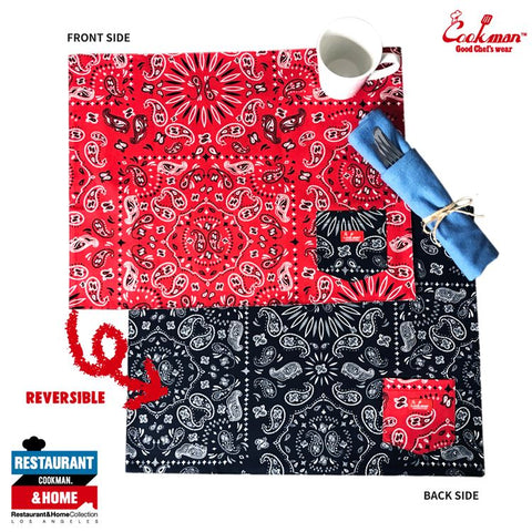 Pocket Placemat (Reversible) - Paisley Red & Black