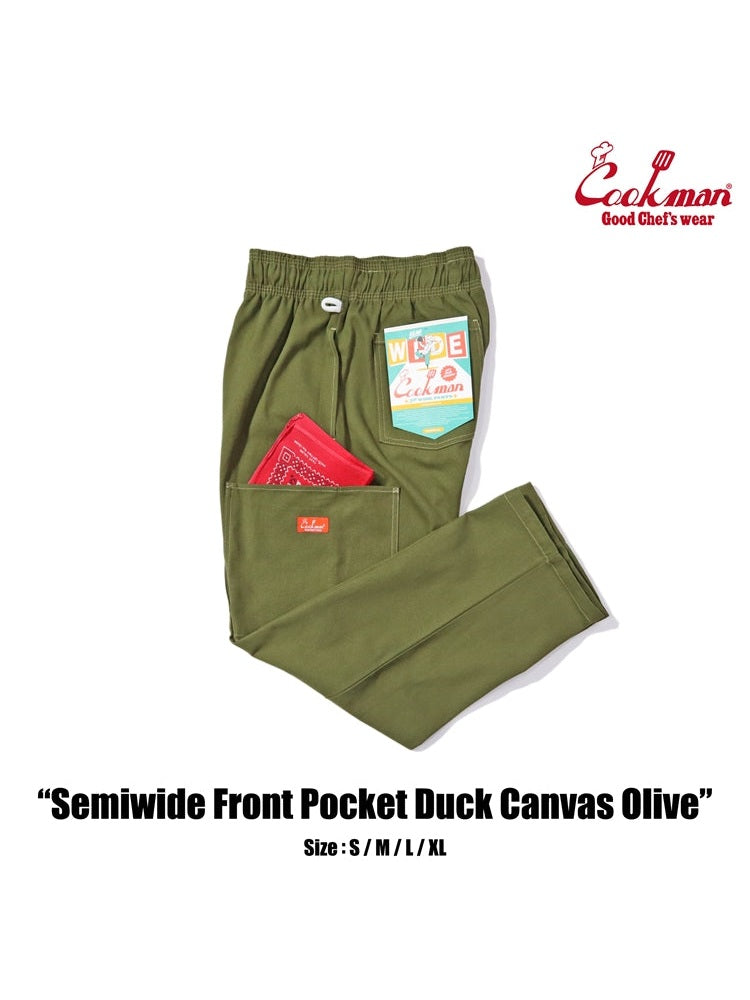 Chef Pants Semiwide - Front Pocket Duck Canvas : Olive