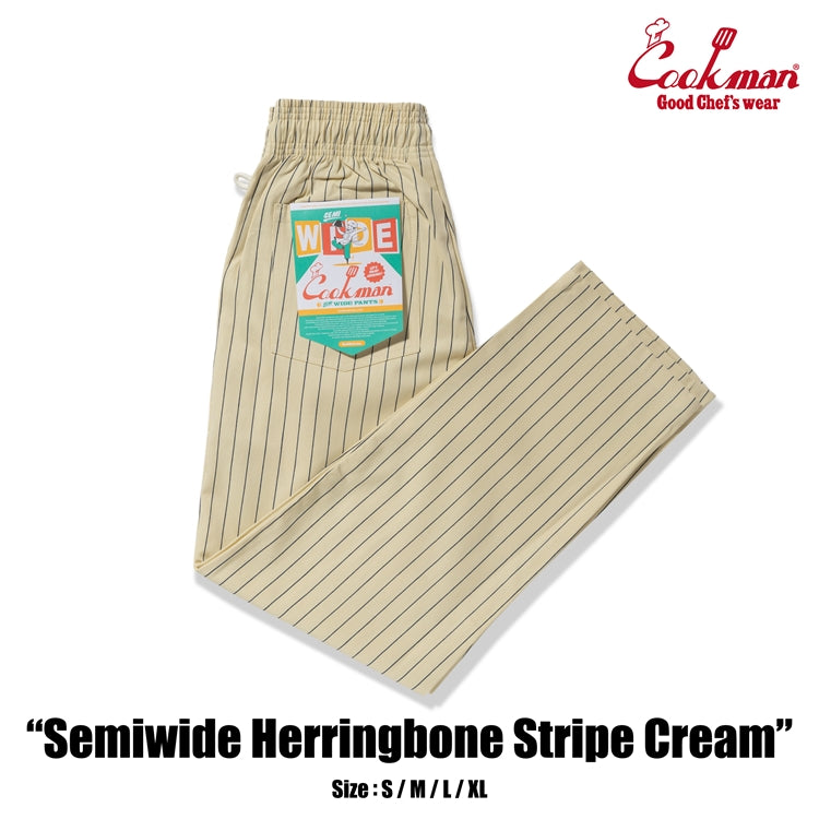 Cookman Chef Pants Semiwide -  Herringbone Stripe : Cream