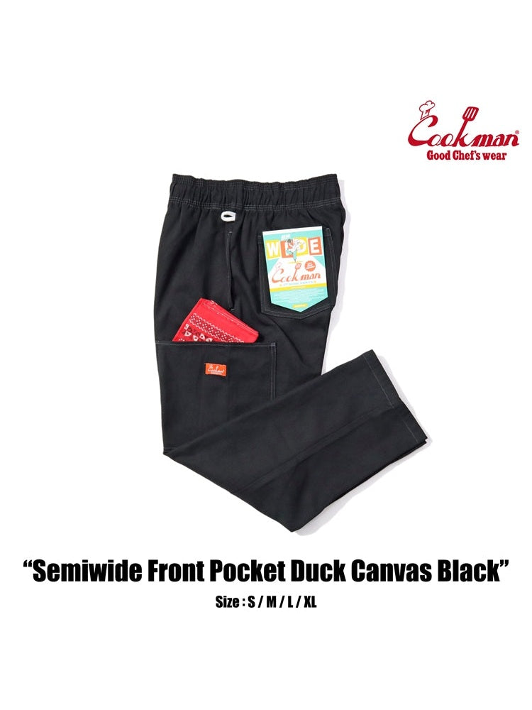Chef Pants Semiwide - Front Pocket Duck Canvas : Black