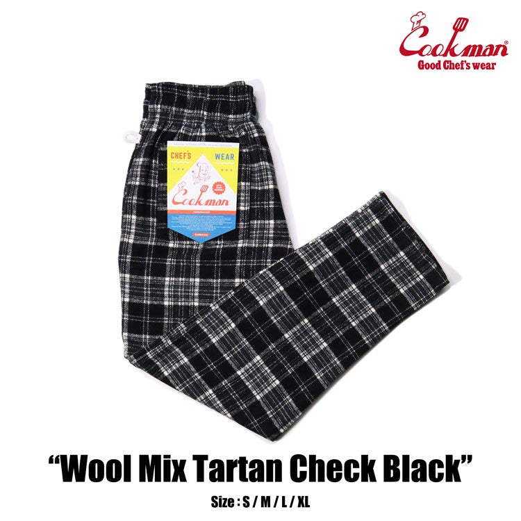 Cookman Chef Pants - Wool Mix Tartan : Black (All Sales Are Final)