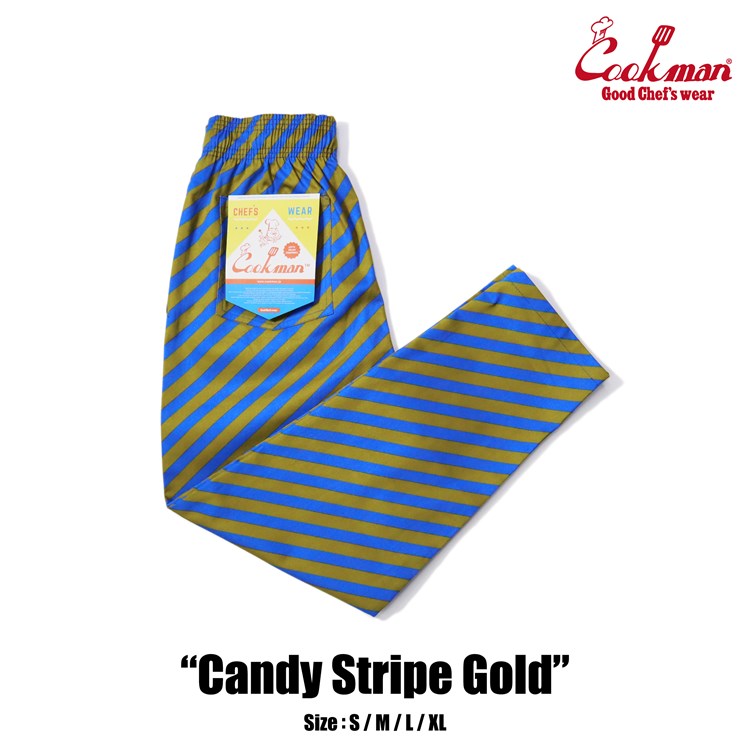 Cookman Chef Pants - Candy Stripe : Gold (All Sales Are Final)