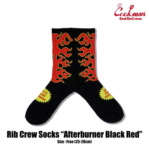 Rib Crew Socks -  Afterburner : Black Red