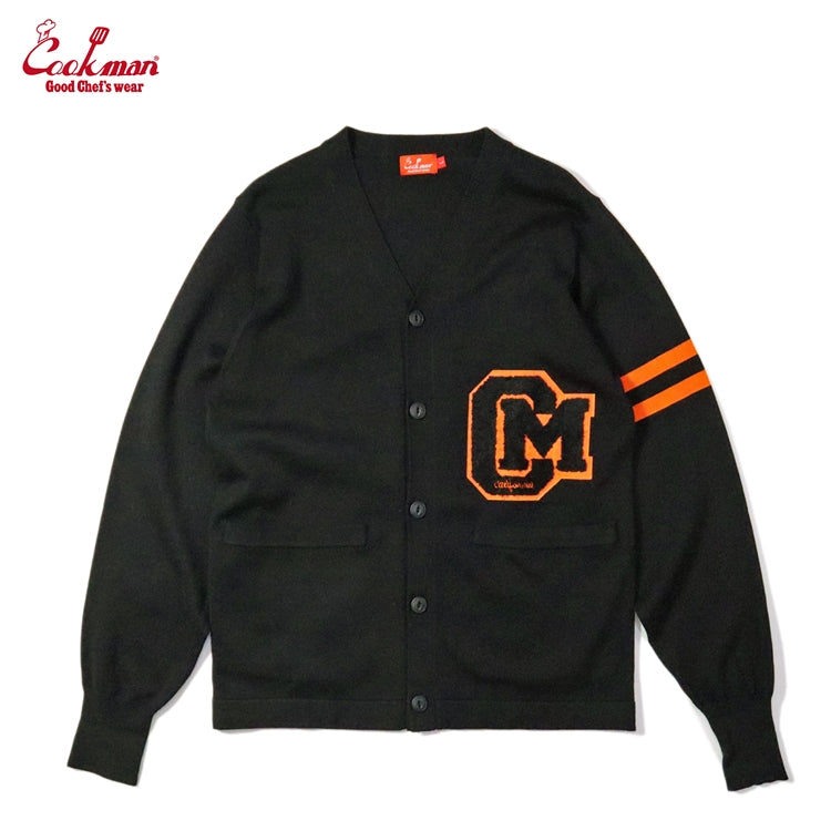 Cookman Knitted Cardigan - Letterman : Black