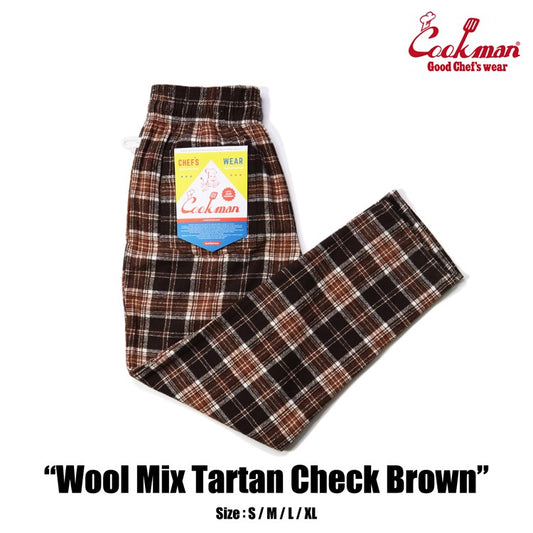 Cookman Chef Pants - Wool Mix Tartan : Brown