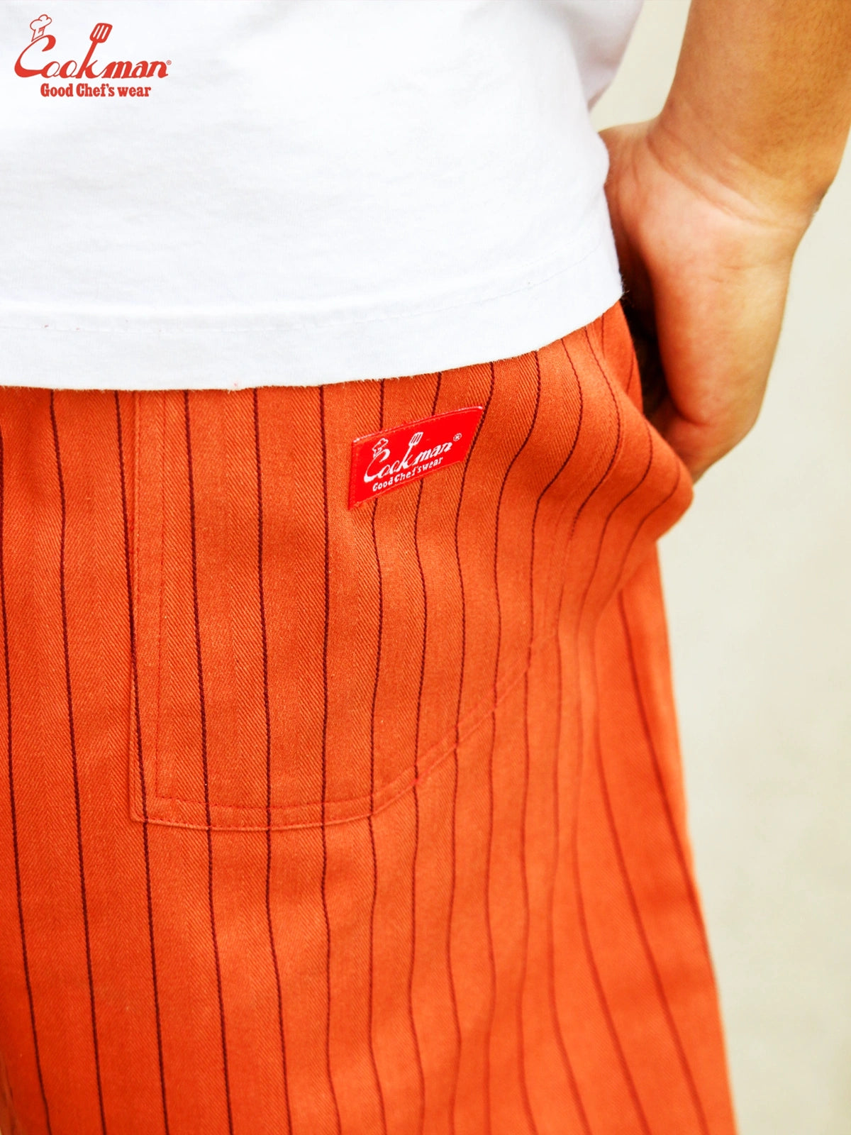 Chef Short Pants Front Pocket Herringbone - Stripe : Brick