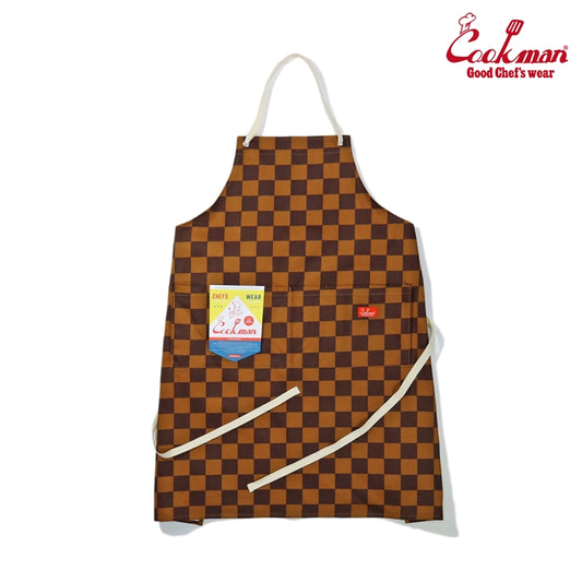 Cookman Wide Pocket Apron - Checker : Brown