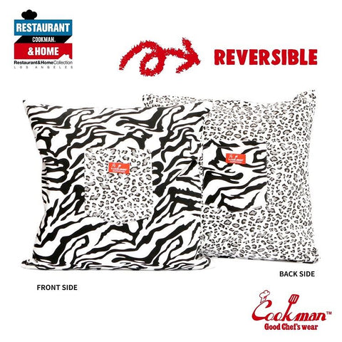 Cookman Pocket Cushion Cover (Reversible) - Snow Leopard & Zebra (All Sales Are Final)