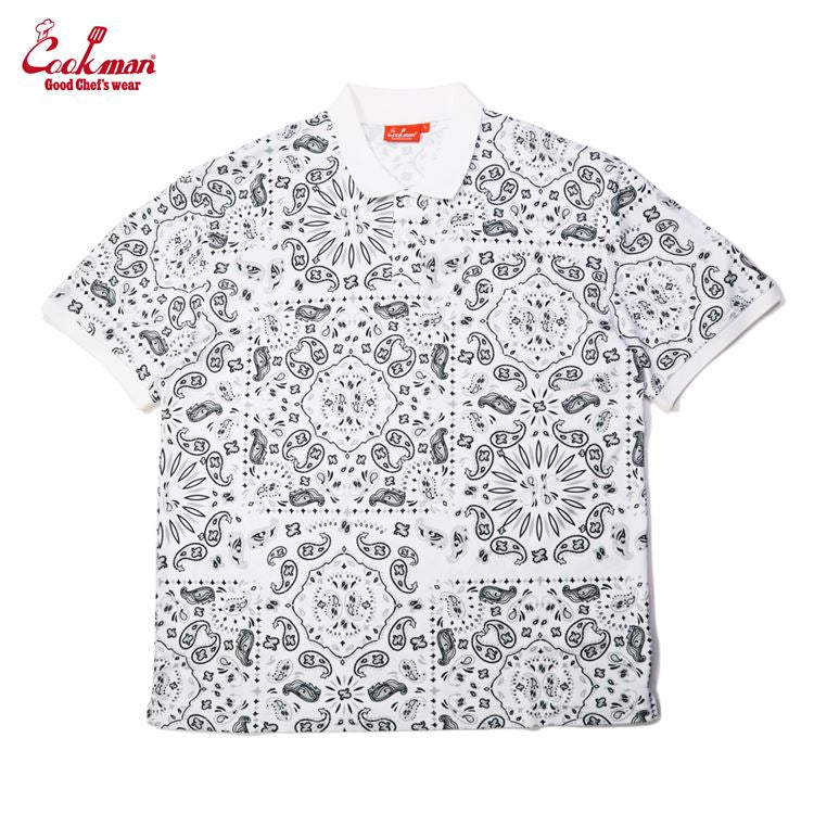 Cookman Polo Shirts - Paisley : White