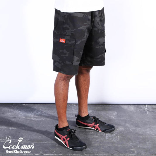 Cookman Chef Short Pants Cargo - Ripstop : Woodland Camo Black