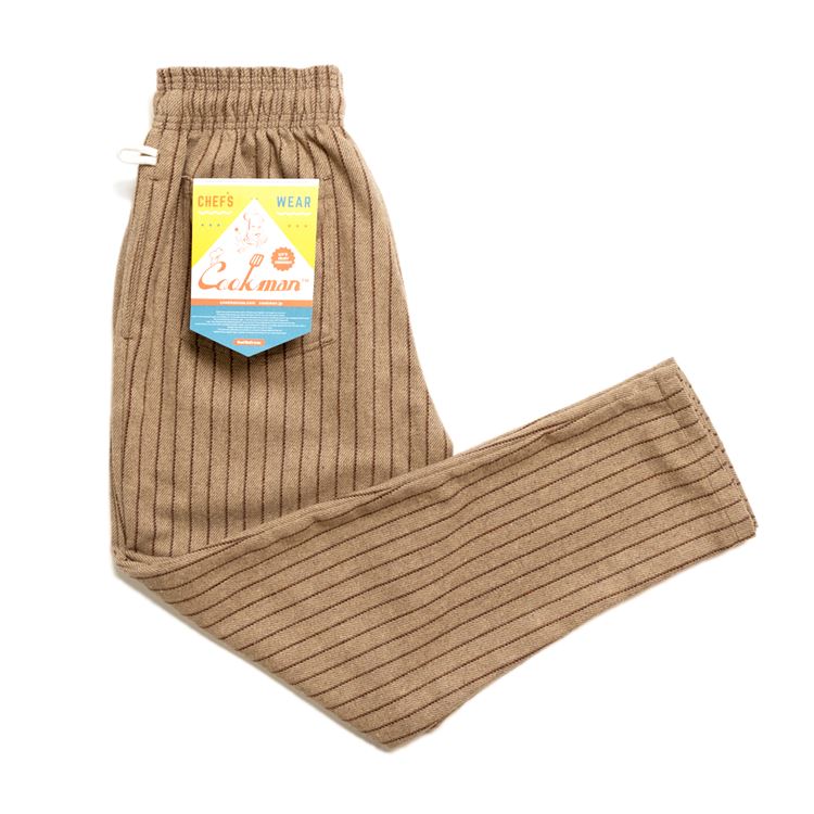 Cookman Chef Pants - Wool Mix Stripe : Beige (All Sales Are Final)