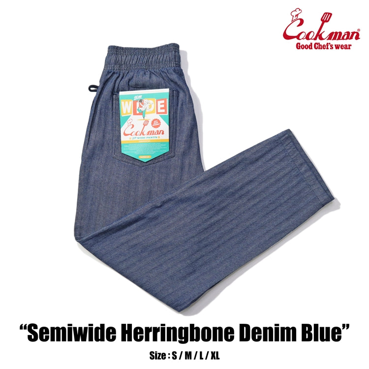 Cookman Chef Pants Semiwide - Herringbone Denim : Blue